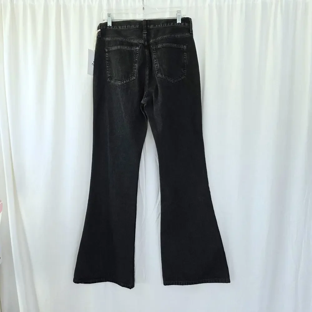 NWT! Etica Flares Jeans Size 29‎ Black High Rise 100% Cotton Denim Y2K Grunge